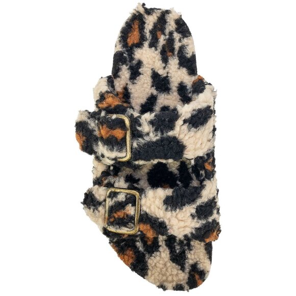 Secret Treasures Double Buckle Plush Two-Band Slide Sandals Size 11 Leopard Prin - Picture 3 of 8